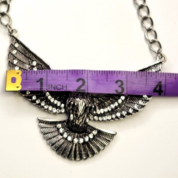 Eagle Pendant Necklace Antique Silver Tone Bird Pendant Necklace - Picture 10 of 12